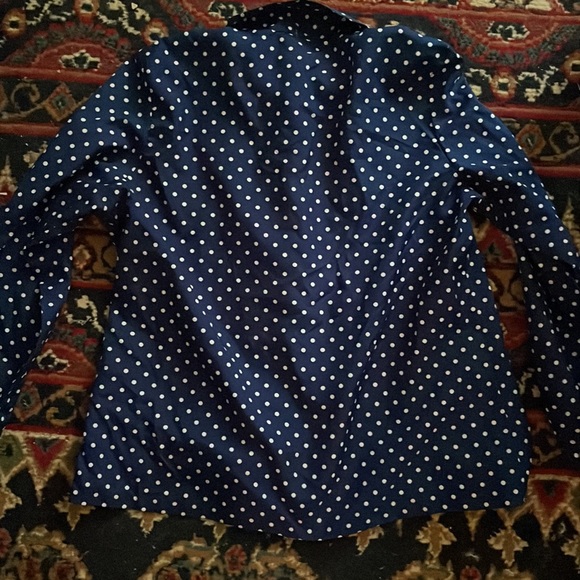 Vintage Sears Navy and white polka dot button down with neck tie - Picture 7 of 7